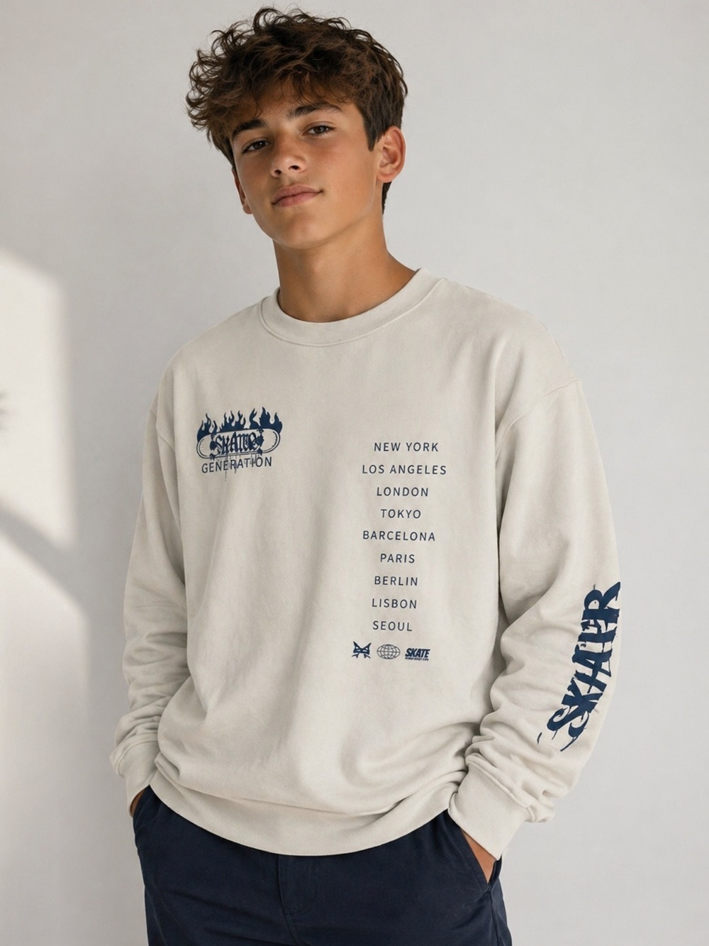 H&M Printed sweatshirt - Natural white/Skater Sweatshirt Boy’s Size 14​